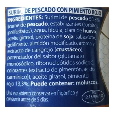 ENSALADA CANGREJO Y PIMIENTO FRASCO 250 ml.  EMPERATRIZ