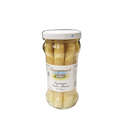 ESPARRAGOS CORTOS BLANCOS  GRUESOS EXTRA 6/9 PIEZAS  TARRO 212 ML. CASAGRANDE